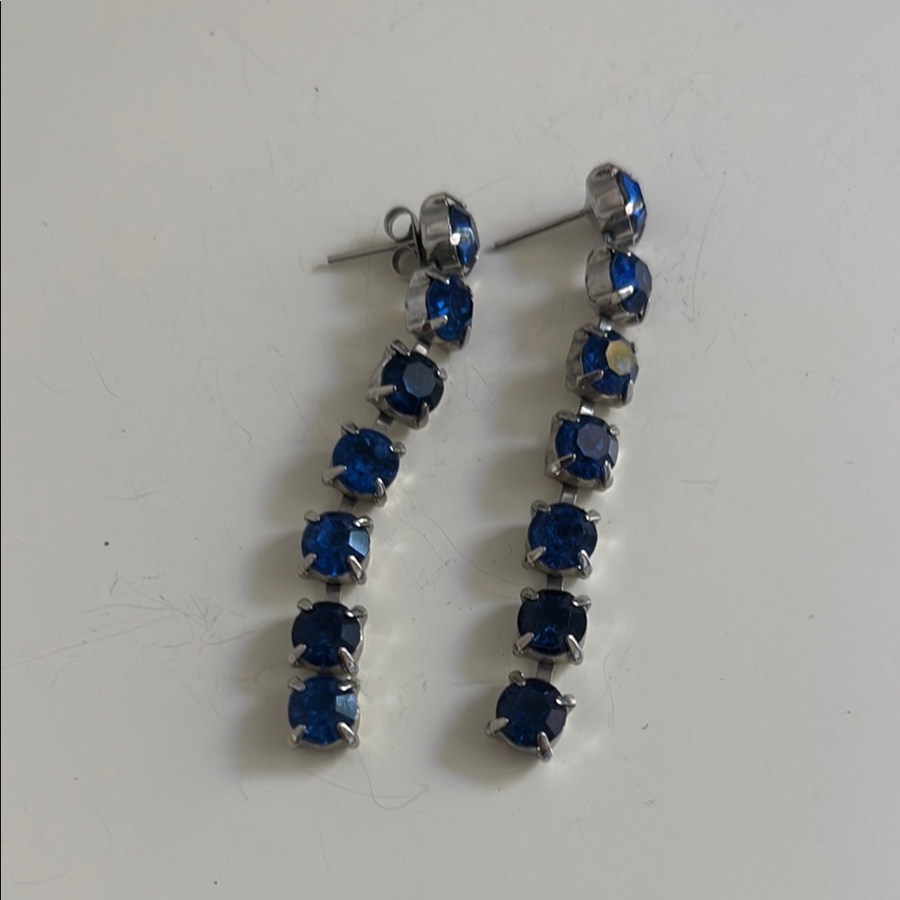 Elegant Blue Gemstone Drop Earrings